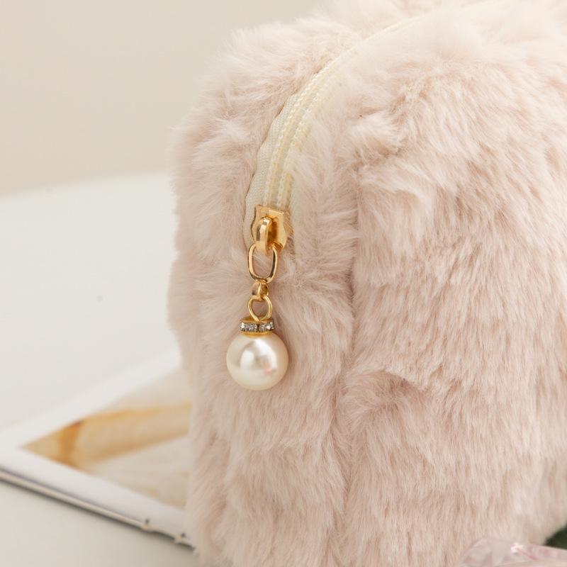 Ins Plush Makeup Bag Women Cosmetic Organizer Bags Cute Bear Travel Wash Bag Girl's Large Capacity Pencil Case Stationery Pouch