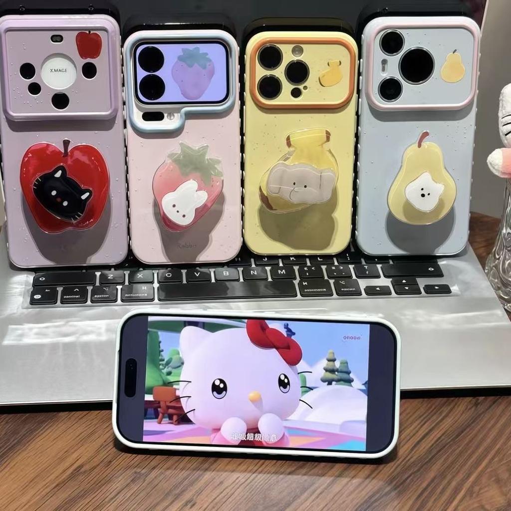 Animal fruit rotating bracket is suitable for apple 11promax mobile phone iphone11 huawei love window soft case