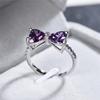 Anel Laço Cristal Austríaco Roxo Profundo Moda Casamento Noivado Zircônia Cúbica carimbo Cor Prata Anéis para Mulheres Atacado