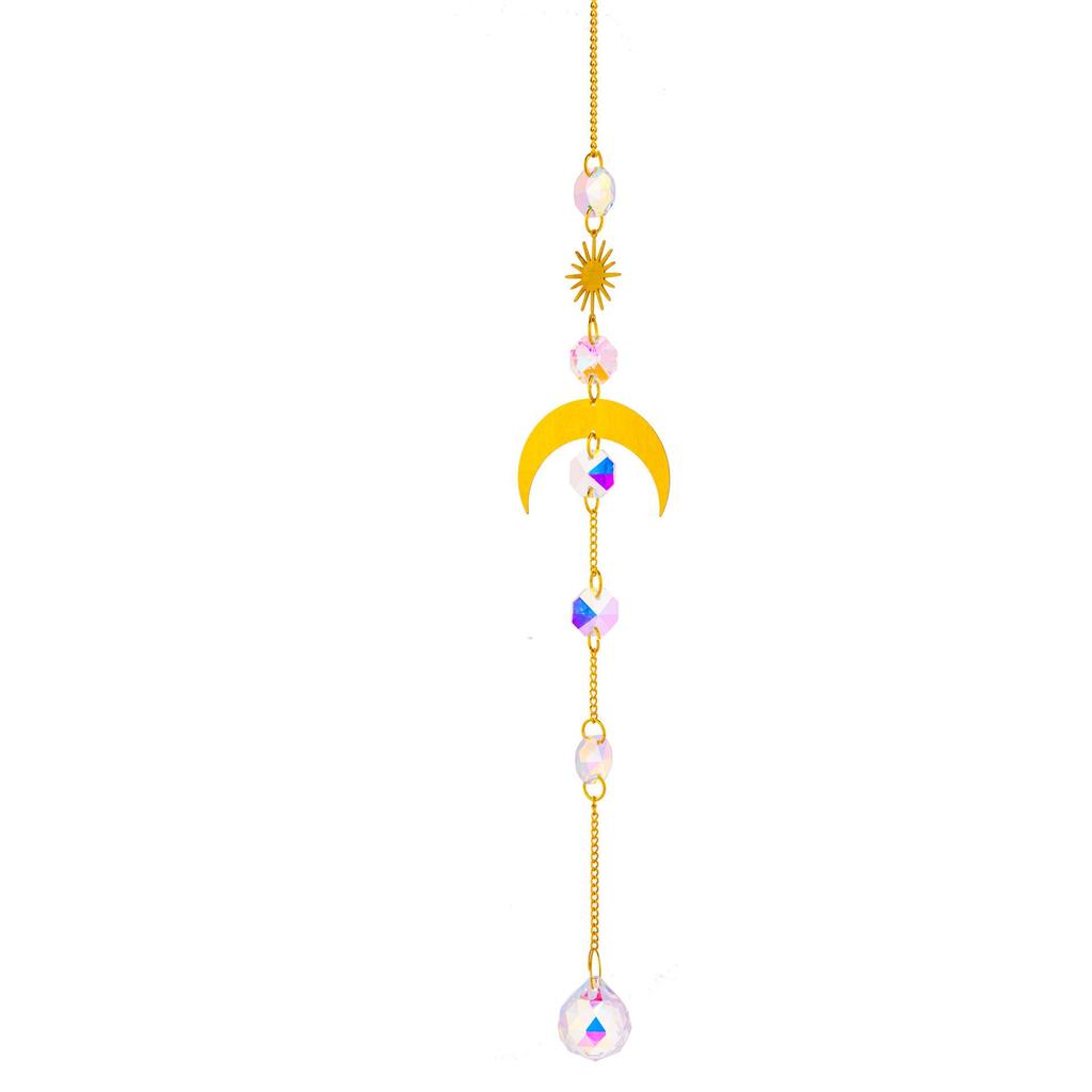 Crystal Suncatcher Sun Moon Stars Prism Beads Rainbow Balls Tear Drops Sun Catcher for Garden Decoration Hanging Windows Pendant