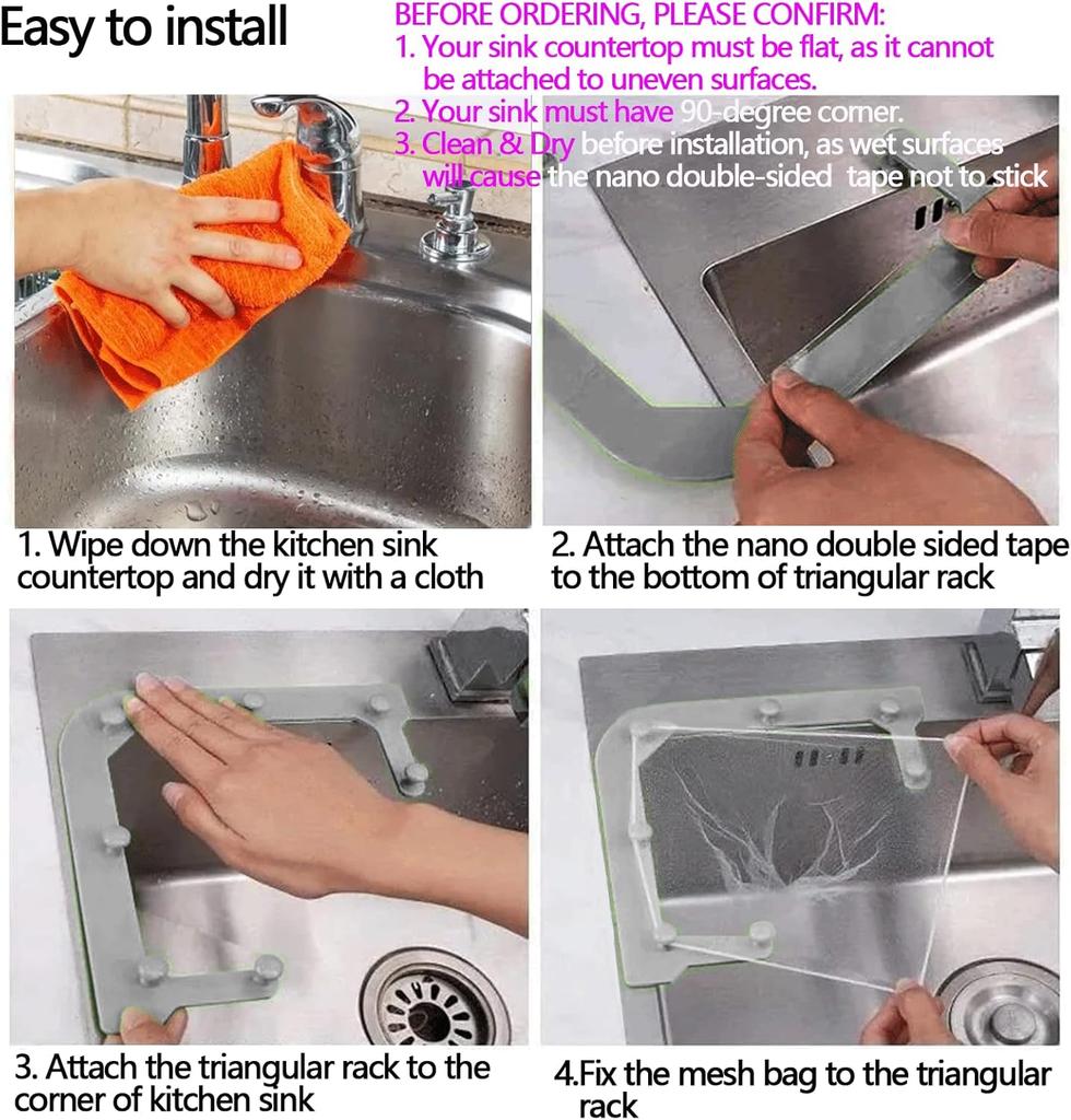 Kitchen Triangular Sink Strainer Drain Vegetable Fruit Drainer Basket Rack for Kitchen Accessories Storage Sink Filter Shelf