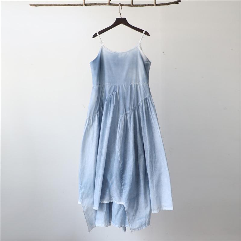 2026 Spring/Summer Irregular Double-Layer Spray-Dyed Maxi Dress - Women's Flowing Fairy-Like Camisole