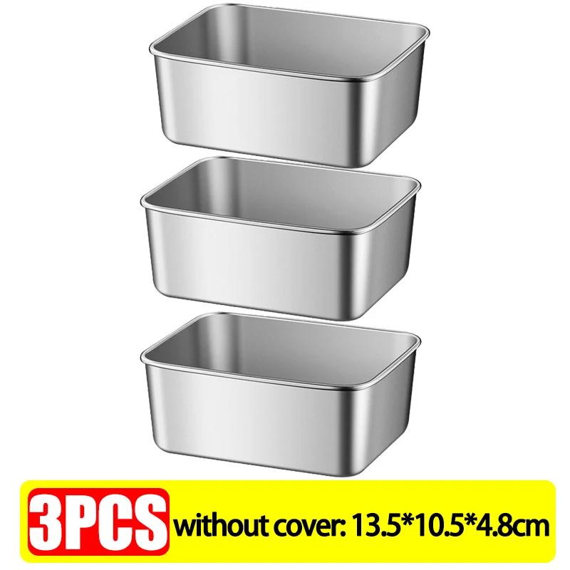 Stainless Steel Crisper Fresh-keep Food Container Rectangle Picnic Bento Tray Refrigerator Freezer Storage Box Restaurant Plate