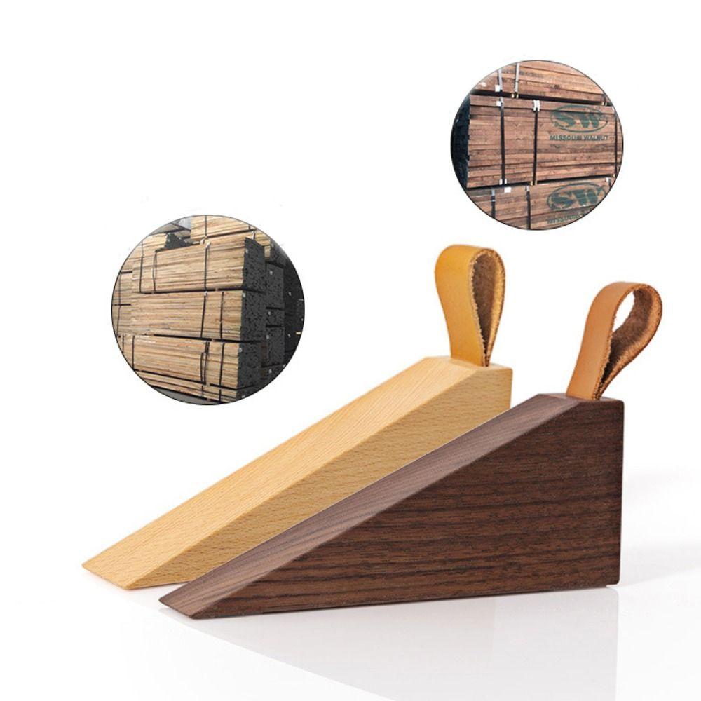 Leather Rope Anti-collision Nail-free Solid Wood Door Stopper Baby Protect Wedge