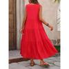 Women Casual Vacation Beach Dress Elegant V-neck Loose Long Dresses Holiday Femme Yellow Black RUFFLES Summer