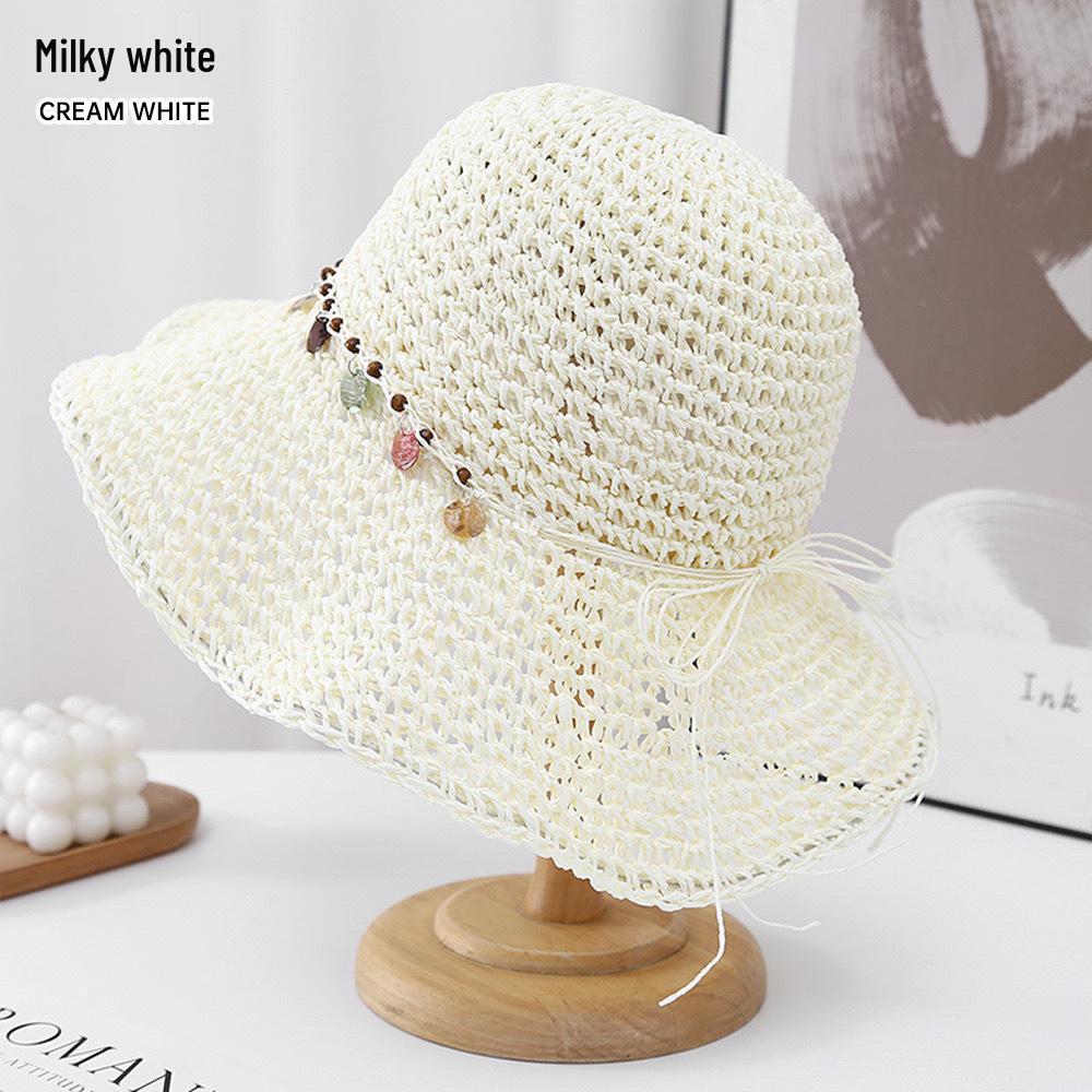 Women s Hand-Crocheted Summer Straw Bucket Hat - Breathable Sun Protection, Beach-Ready, Versatile Design. Adjustable