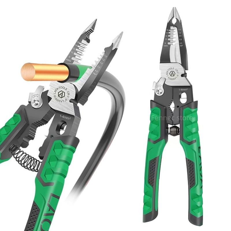 LAOA Electrician Pliers Needle Nose Pliers 9 in 1 for Clamping Screwing Wire Stripping Cable Cutting Wire Splitting LA320919