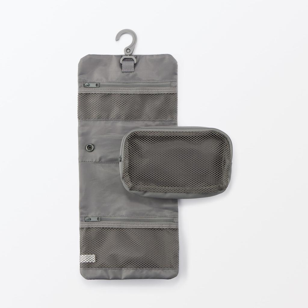 MUJI Polyester Hanging Case with Detachable Medium 12 x 18 x Product 84769726 Pouch, Gray, Approx. 4.5 cm, Code