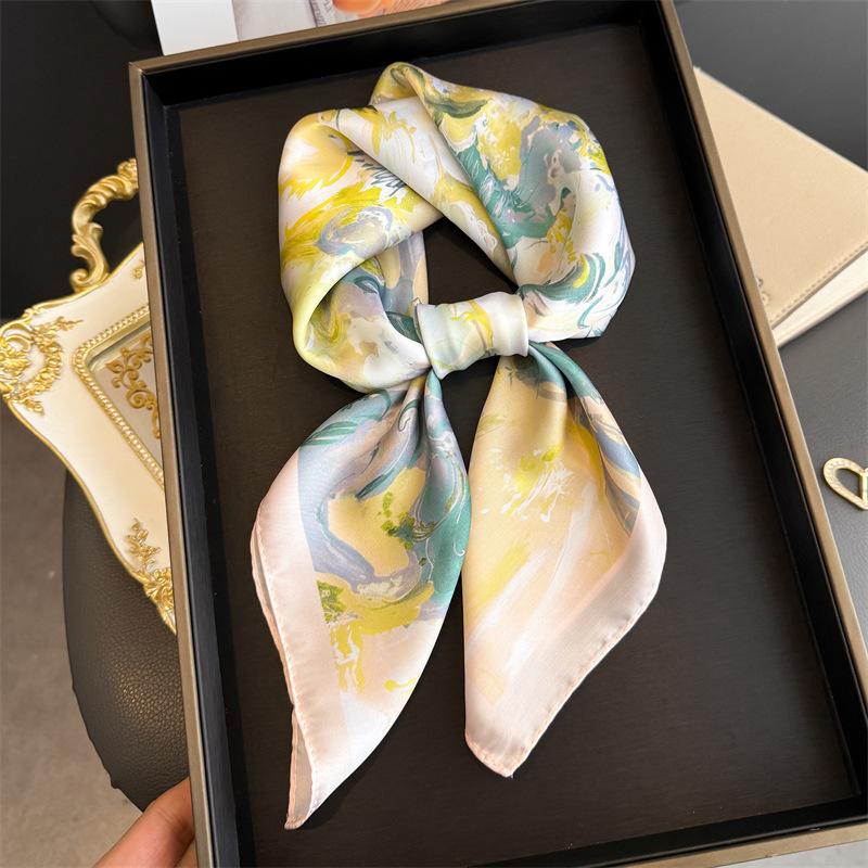New Silk Scarf Neckerchief Women's Silk Square Scarf Luxury Summer Headband Lady Designer Silk Head Scarf Hair Band Tie Ribbon
