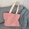 Stripe Contrast Women's Canvas Shoulder Bag Large Capacity College Book Tote Zipper Handbags Simple Commuter Shopping Bag