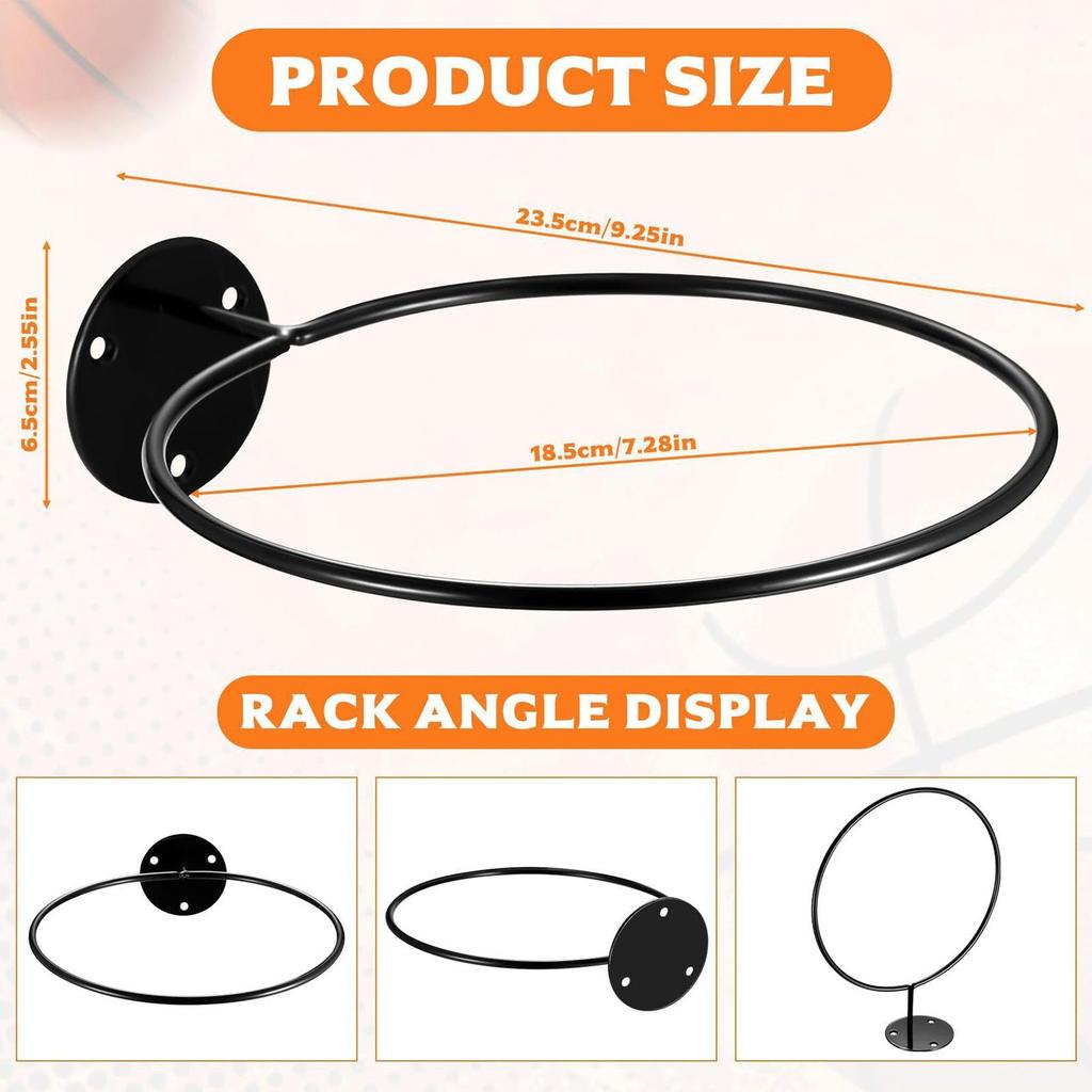 Metal Baseball Display Rack Wall Mount, Multifunctional Ball Storage Holder for Living Room, Garage, Dorm, Kids Room