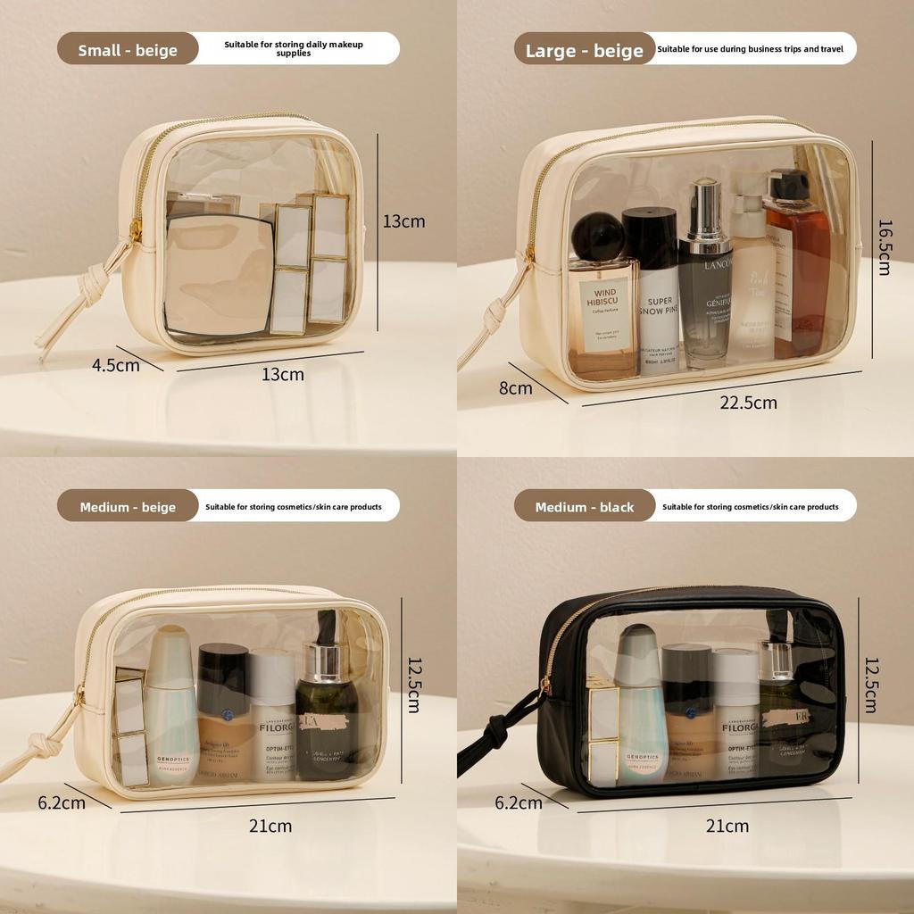 Portable Travel Toiletry Bag With Transparent Pvc Material And Large Capacity For Cosmetic Storage