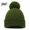 Solid Color Winter Headwear Knitted Hat with Faux Fur Ball, Soft Elastic Windproof Casual Daily Wear Warm Cap, Thickened for Men And Women Unisex