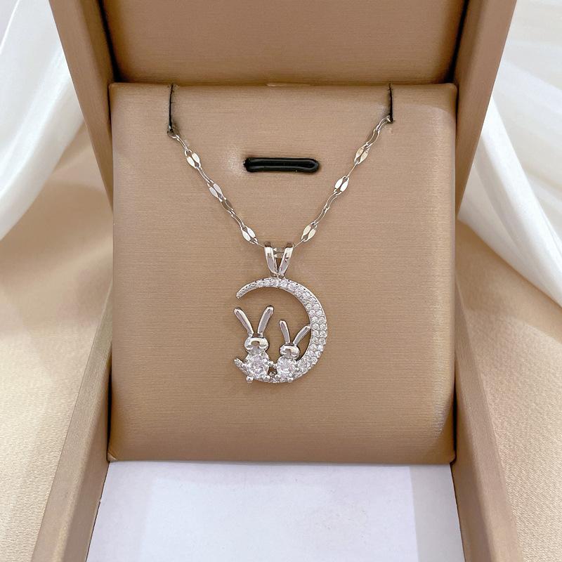 Guochao Micro-Inlaid Moon Rabbit Accessories Live Broadcast Court Style Full Of Diamonds Inlaid Luxury Necklaces