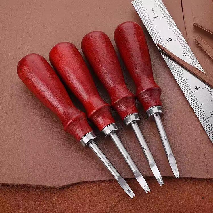 Scarnitore e Bisellatore con Manico in Faggio e Bordo in Pelle per Artigianato in Pelle Fai-da-te