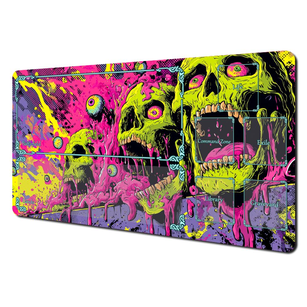 Neon Horror Tcg Playmatwaterproof Nonslip Trading Card Game Mousepad For Tabletop Hobby Supplies