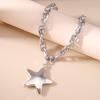 Fashion Silver Color Big Star Pendant Necklace for Women Men Gothic Punk Choker Necklaces Chain Party Jewelry Gifts