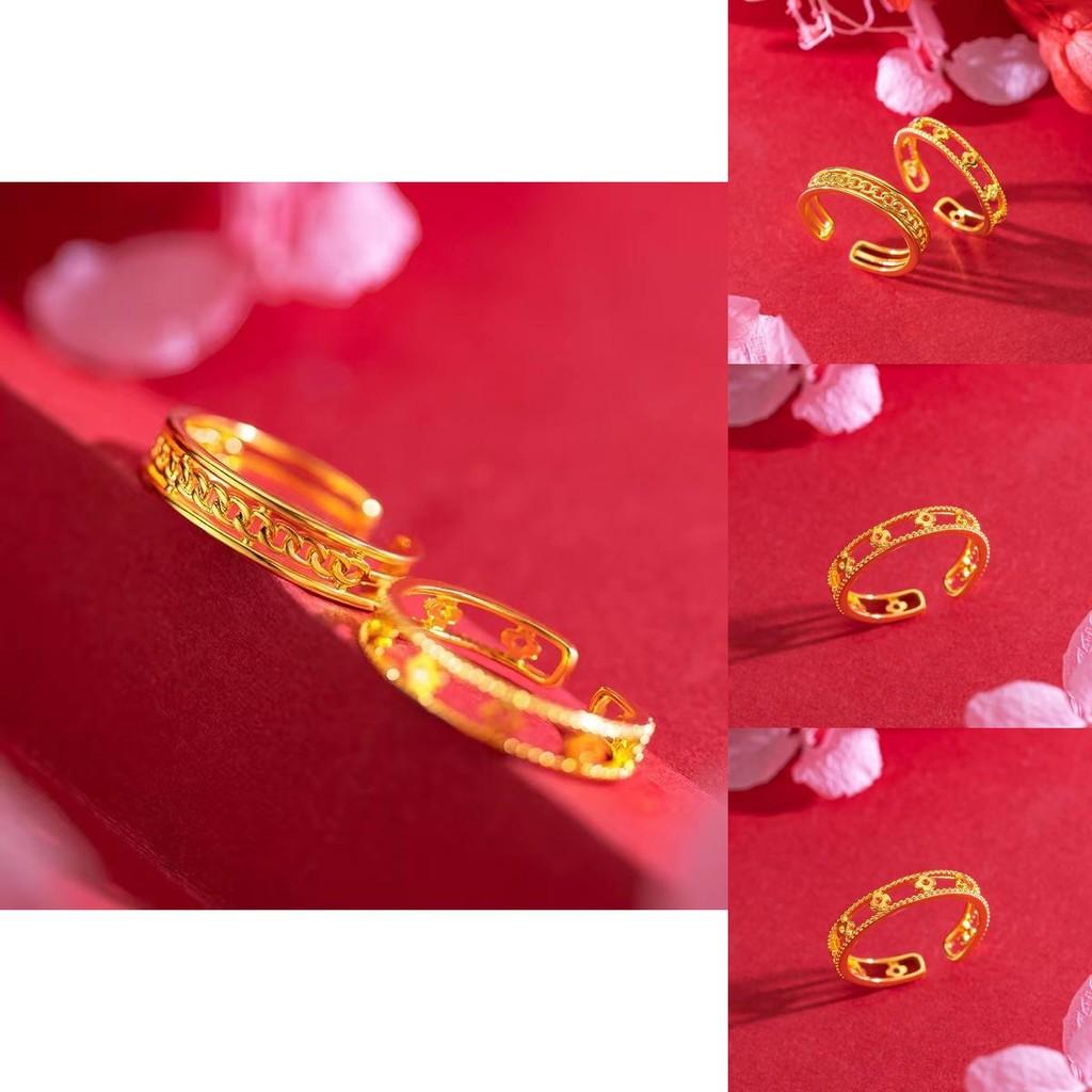 Fresh Sweet And Adjustable Open Ring In Eyecatching Interlocking Brass Gold Plating Women For