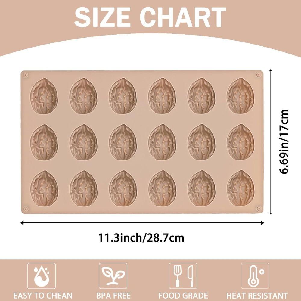 Heat-Resistant Walnut Silicone Molds 18-Cavity Baking Cake Mold New 3D Walnut Cookie Molds  Candy