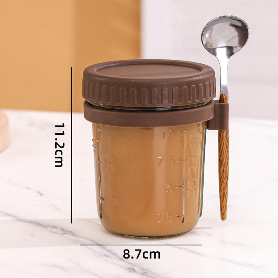 1pc/2pcs Glass Oatmeal Cup, Overnight Oats Container with Lid and Spoon, 16oz Cereal, Milk & Fruit Salad Storage Jar