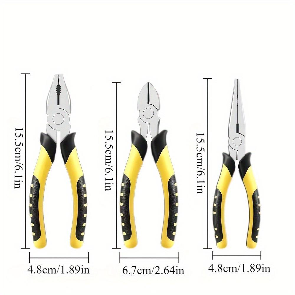 3pcs Carbon Steel Clip Set, 6 Inch Multi-Functional Clip, Wire Cutter with Anti-Slip and Rust- Pointed Clip for Indoor and Outdoor Maintenance Tools