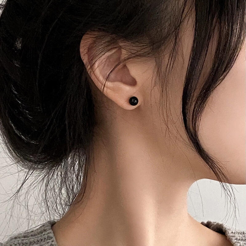 Elouze Black Onyx Daily Ball Silver 925 Earrings D132