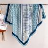 French letter printing chain 91cm large square scarf simulation silk versatile herringbone pattern shawl scarf headscarf female