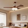Mid-Century Walnut Fan Light Chandelier for Bedroom/Living Room