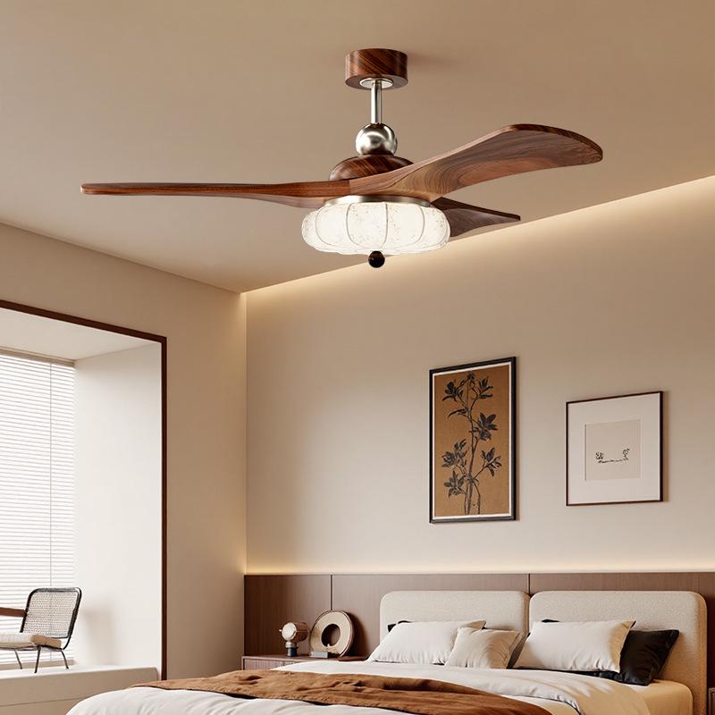 Mid-Century Walnut Fan Light Chandelier for Bedroom/Living Room