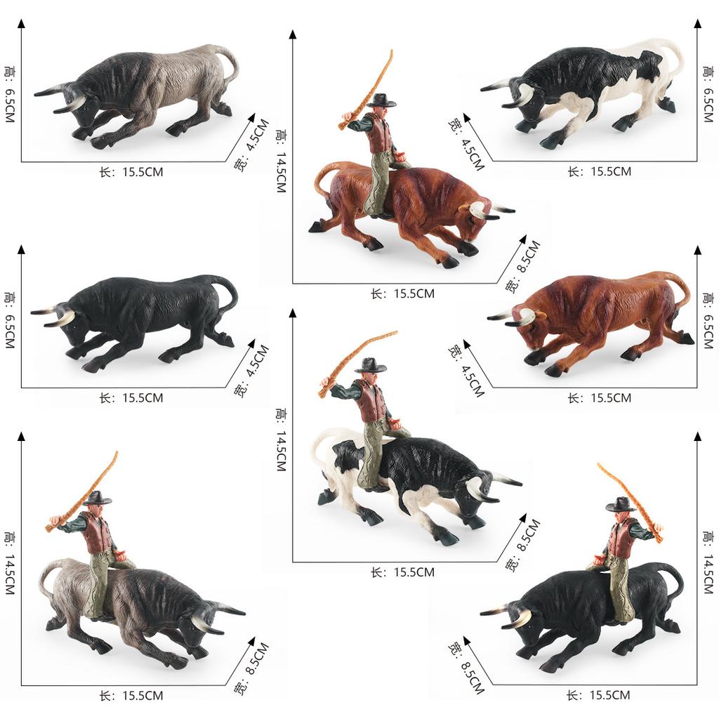 Simulation Spanish Matador Set Static Model North African Bison Bulltamer Solid Static Ornament Toy
