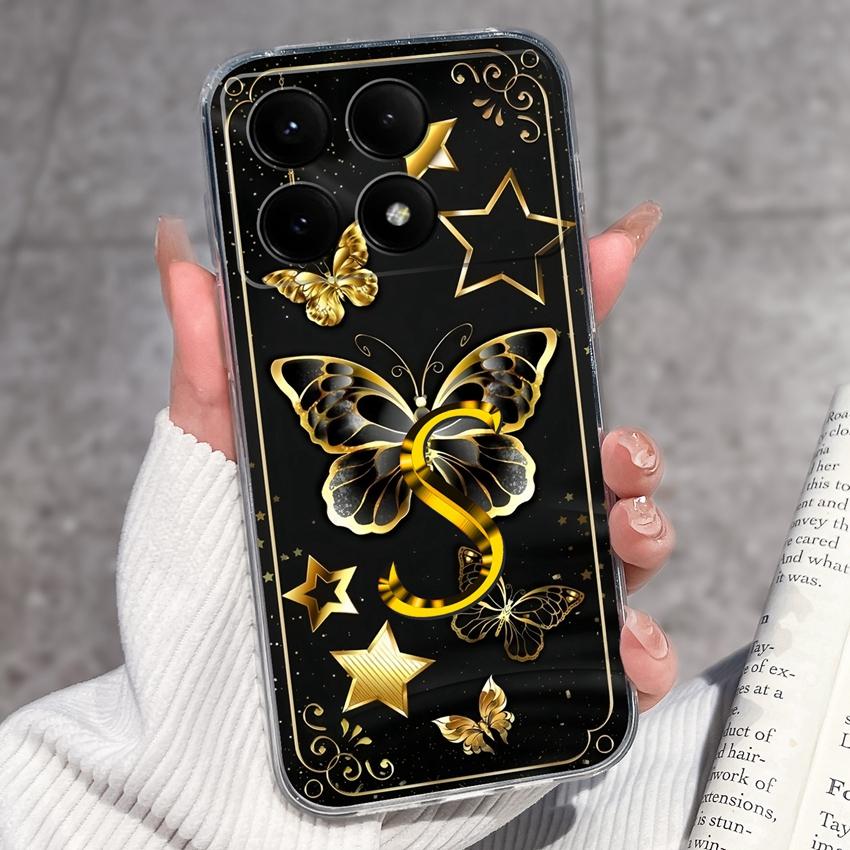Casing For Redmi K70 K80 K60 K50 K40 K30 K20 Pro K70e K60e K90 Pro Max Phone Case Premium Letters Pattern Transparent TPU Back Cover For Redmi Housing