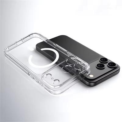Luxusní Průhledný Nárazuvzdorný Magnetický Magsafe Kryt Pro iPhone 17 Air 17Pro 17 Pro Max Bezdrátové Nabíjení Nárazuvzdorný Tvrdý Zadní Kryt