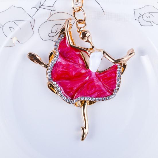 Ballerina Keychain for Women Girls Sparkling Rhinestone Ballet Dancer Keyring Pendant Alloy Bag Charm for Purse Wallet Car Keys