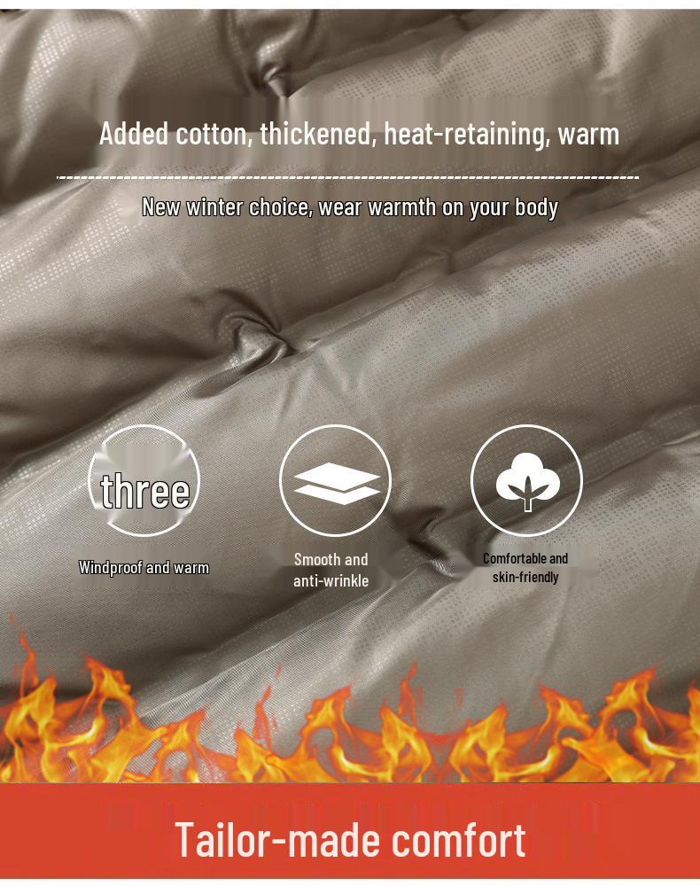 Men's Mid-Age Hooded Plus Size Winter Puffer Jacket - Casual Thick Warm Cotton Coat