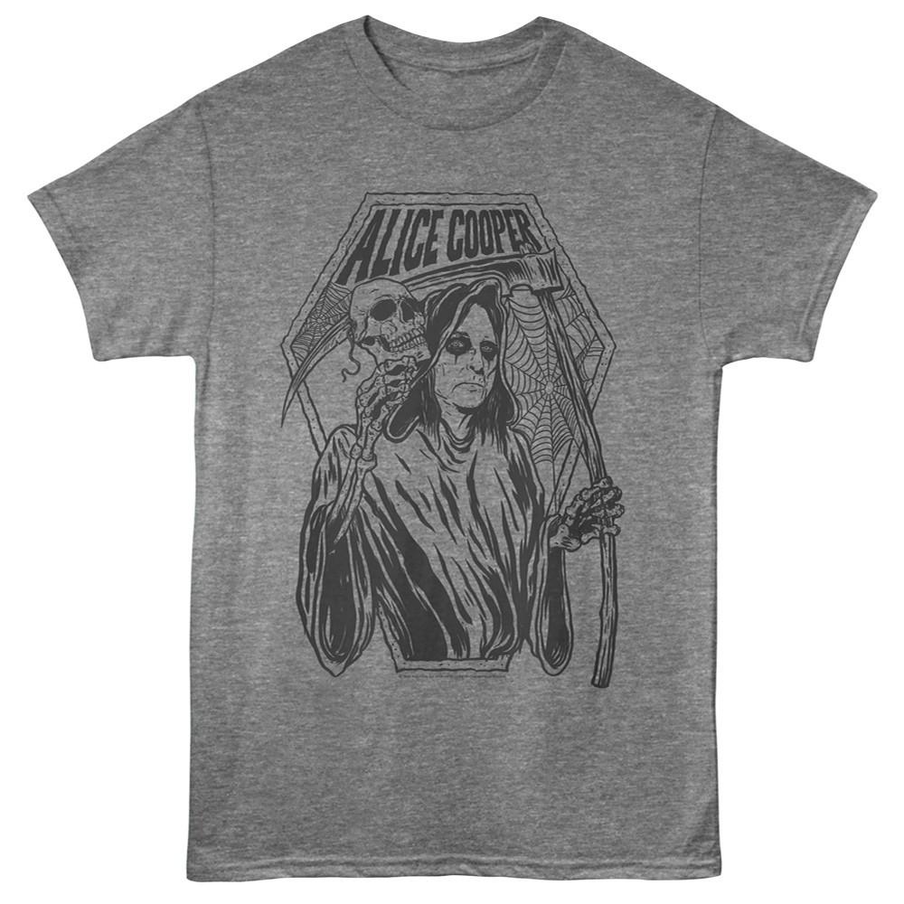 Alice Cooper Drawing Spider Web Skull Reaper Scythe Men s T Shirt XXL