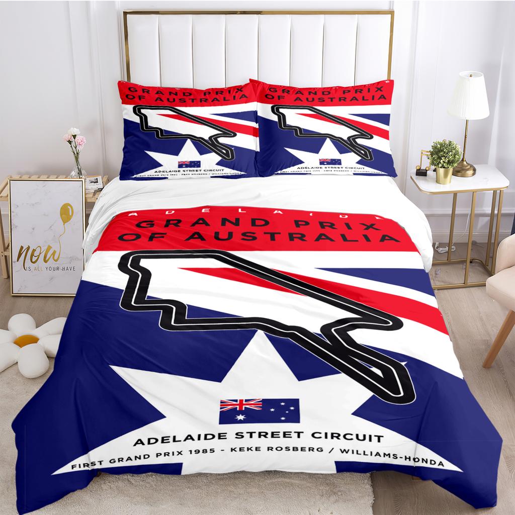 F1 International Track Duvet Cover Comforter Bedding Set Soft Quilt Cover and Pillowcases for Teens Boy Single/Double/Queen/King
