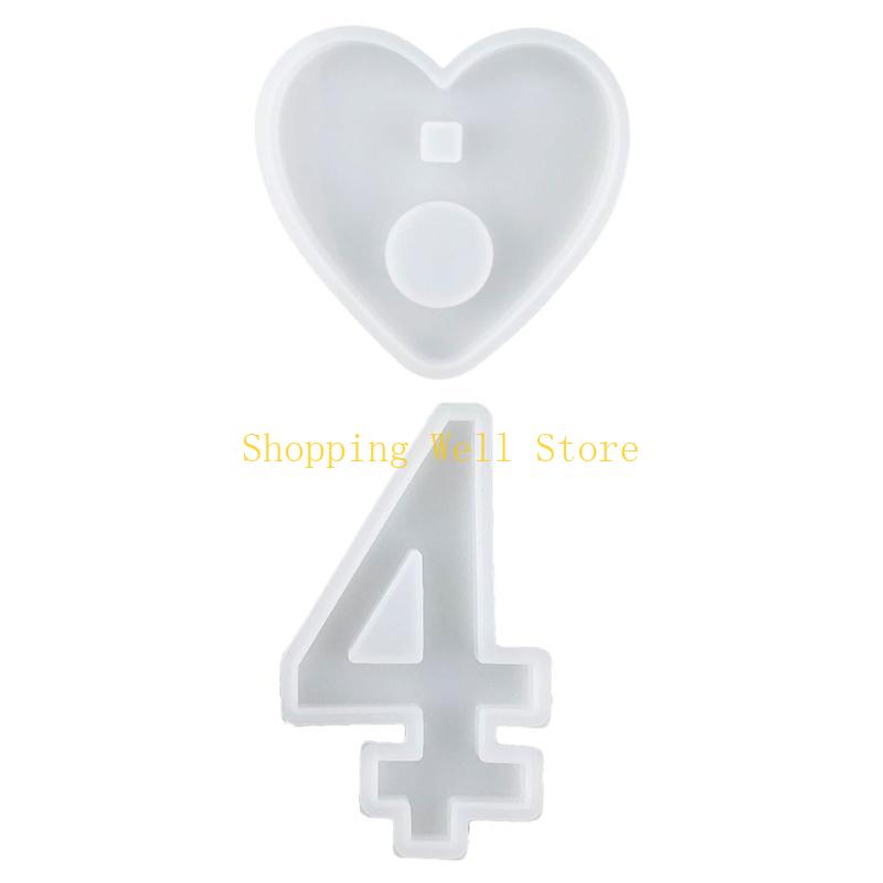 KX4B Heart Numbers Candlestick Siliocne Mold DIY Handmade Epoxy Resin Holder