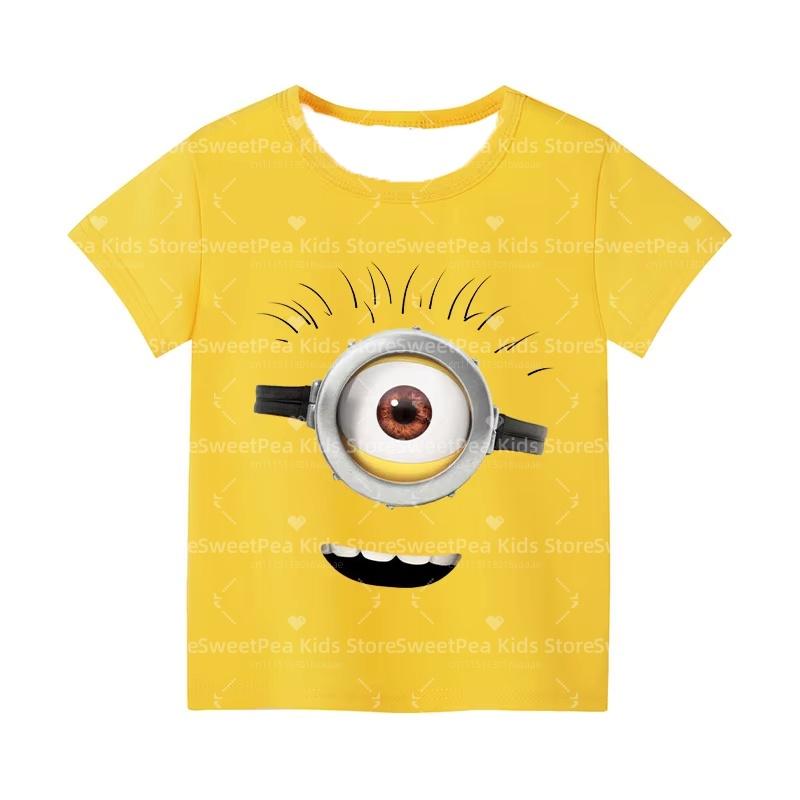 Summer Minions Digital T-shirt Children's Adults' Summer Cotton Y2K Clothing Fashion Comfortable Short Sleeve Loose Tops