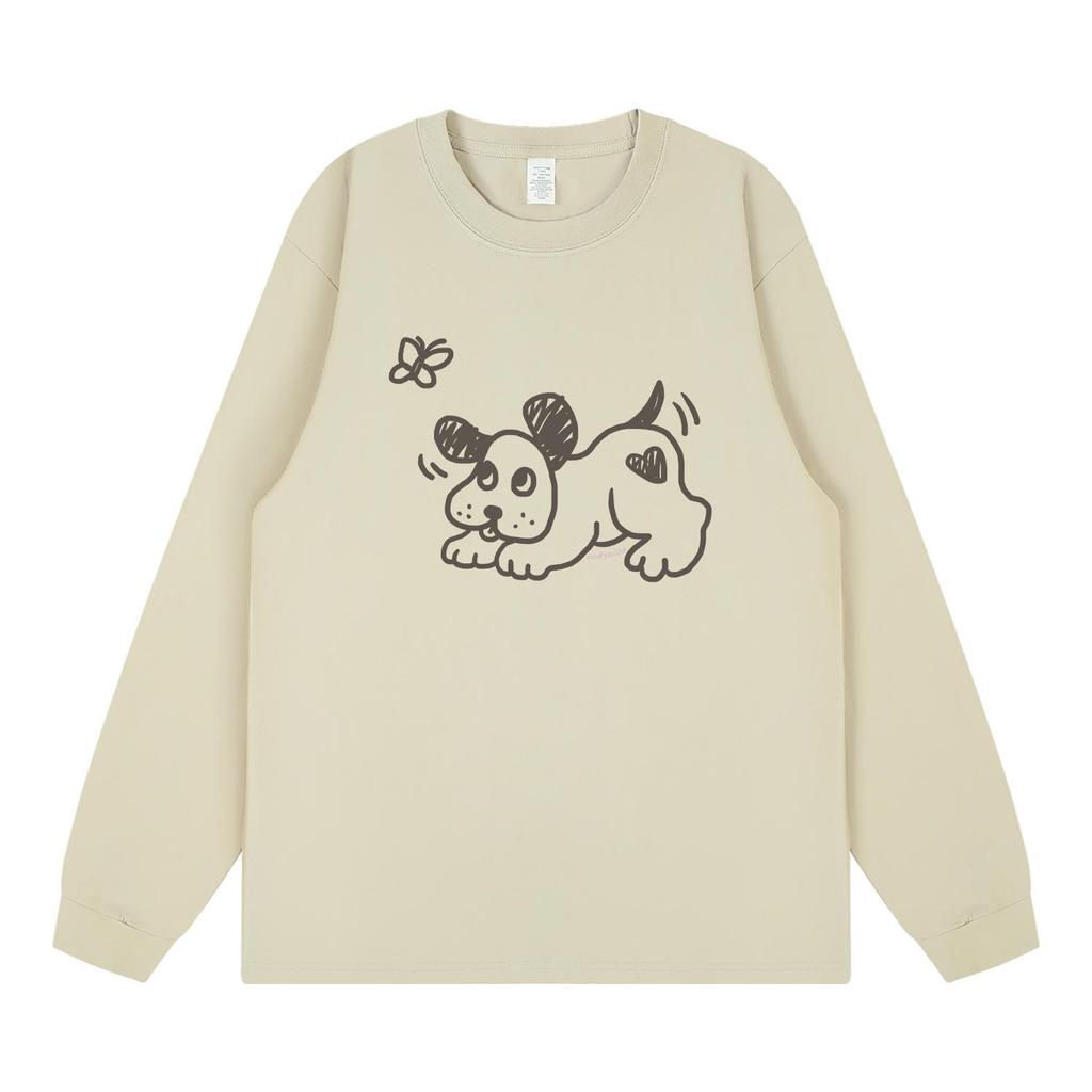 Korean Style Hand-Drawn Cartoon Long-Sleeve T-Shirt