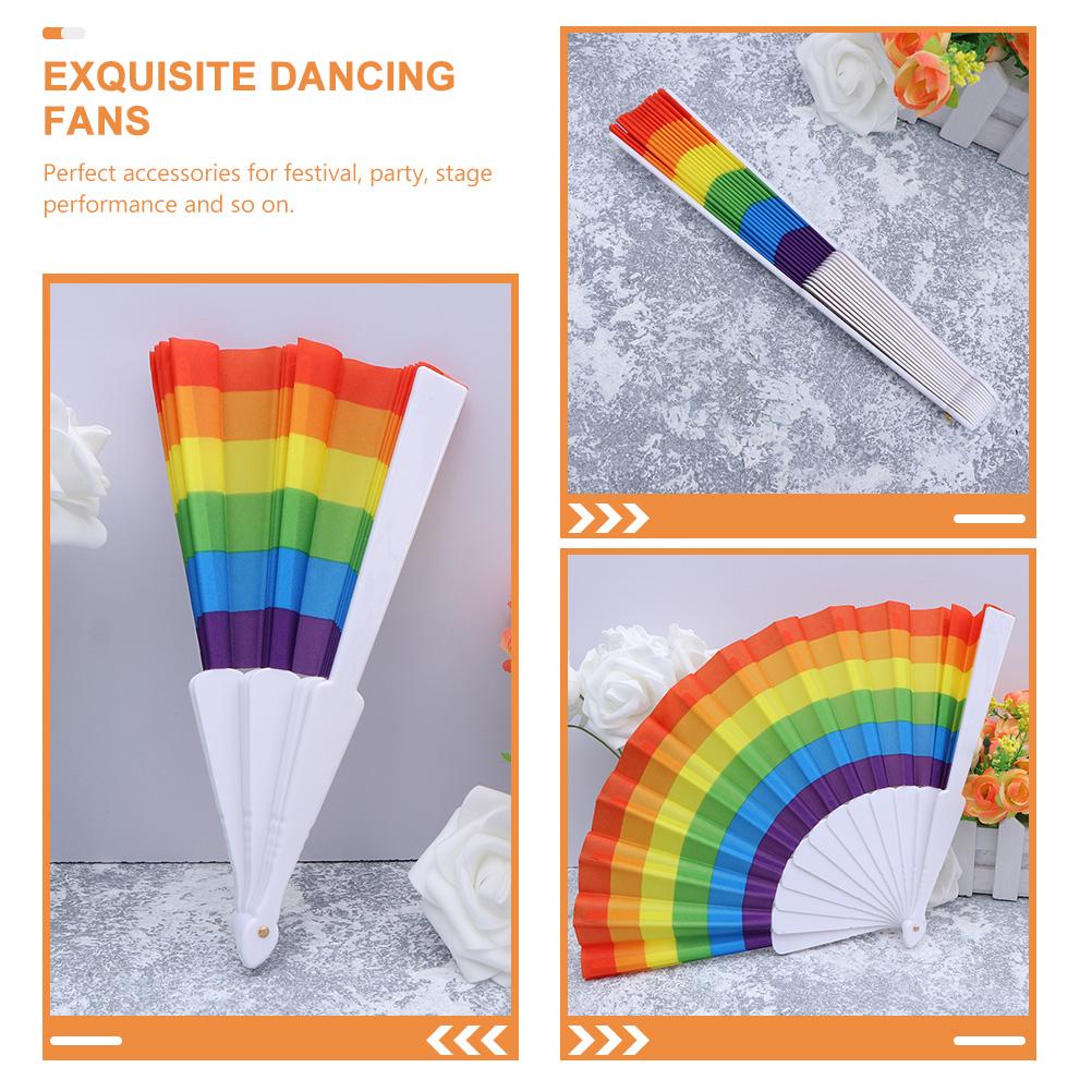 10 Pcs Rainbow Folding Fan Fans Photo Props Creative Foldable Dancing Dance Performance Supplies Exquisite