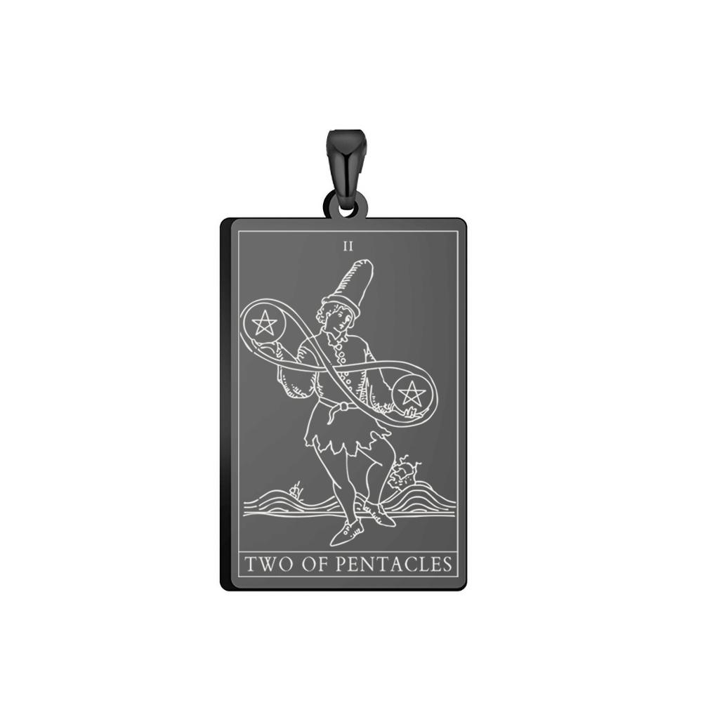 Dawapara Pentacles Tarot Card Pendant for Necklace Stainless Steel Golden Black Jewelry Accessories Charms Pendants