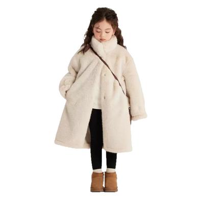Girls' Winter Long Faux Fur New Coat Warm Fur Integrated Thickened Fur Girls' Jacket