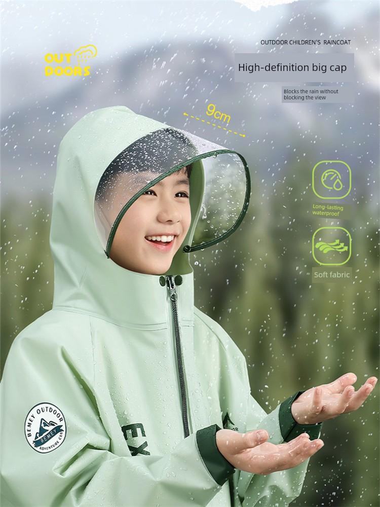Children's Raincoat for Boys and Girls 2025 New Model for Primary School Students with Backpack Space, Full-Body Rain Poncho for Heavy Rain Protection