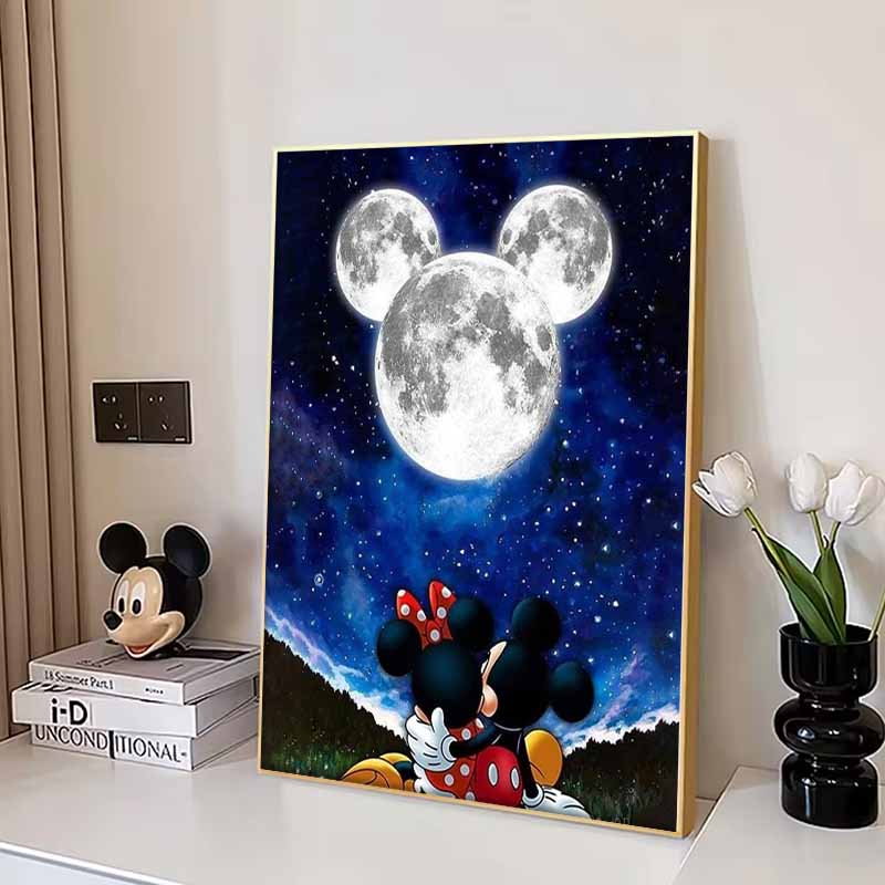 Disney 5D DIY Diamond Painting Decorations Mickey and Minnie Starry Night Romantic Diamond Embroidery Rhinestone Cross Stitch Set Handmade