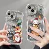 Cute Merry Christmas Pattern Mirror Shockproof Phone Case For iPhone 15 Pro Max 14 13 Pro 12 11 Wave Frame Lens Protection Glossy Plating Soft Cover