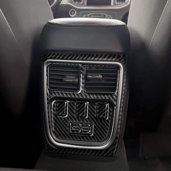 Carbon Fiber Rear Center Console W/ USB Cover Trim 4x For Dodge Charger 2015-22
