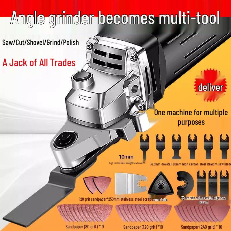 Universal Multi-tool Angle Grinder: Woodworking Electric Trimmer & Chisel Conversion Head.