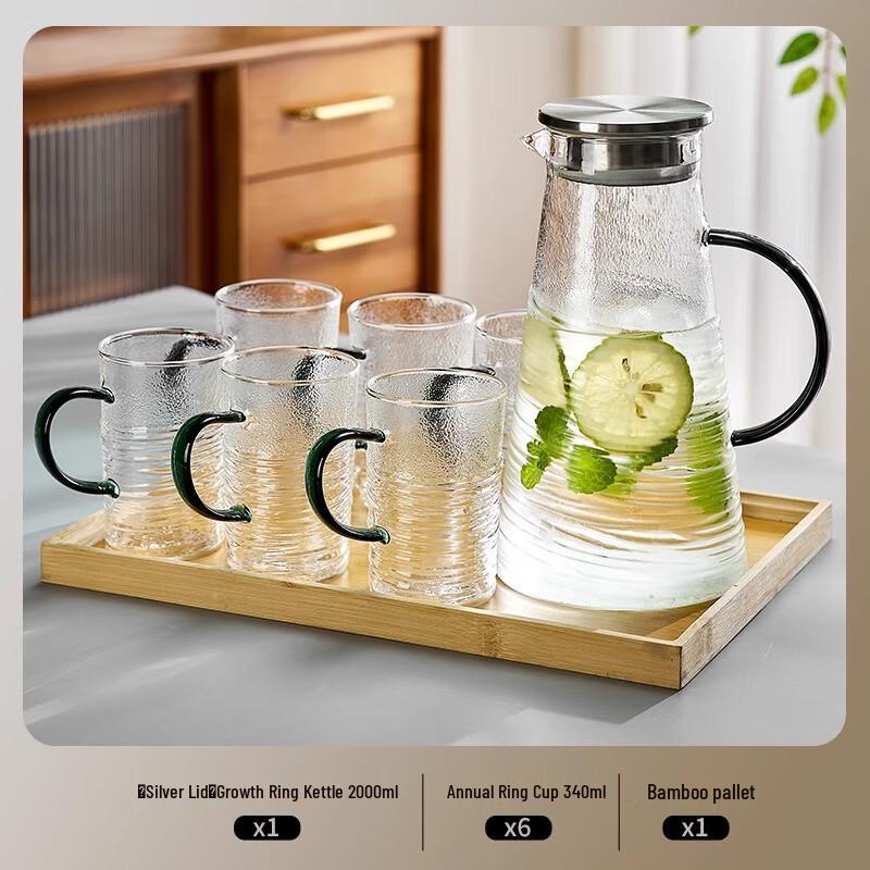 Shangqi Glass Cold Water Tea Set with Bamboo Tray