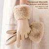 New Leather Fashionable Soft Gloves for Women Artificial Fur Cuffs Winter Warm Touch Screen Gloves Elegant Waterproof Gloves