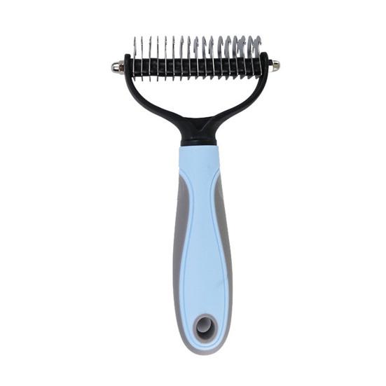 Pet Grooming Rake, Dual-Sided Stainless Steel Blades, Pet Deshedding And Dematting Brush, Undercoat Rake for Dogs Cats Thick Coats Detangling